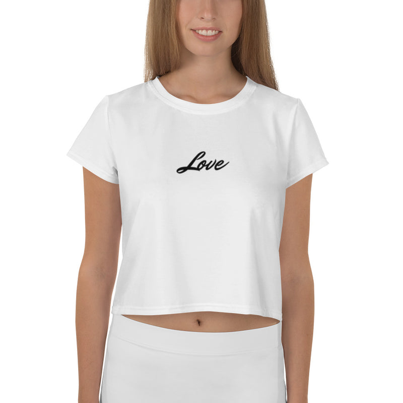 Buy Online High Quality Uniquely Designed  All-Over Print Crop Tee - Be Kind Love All